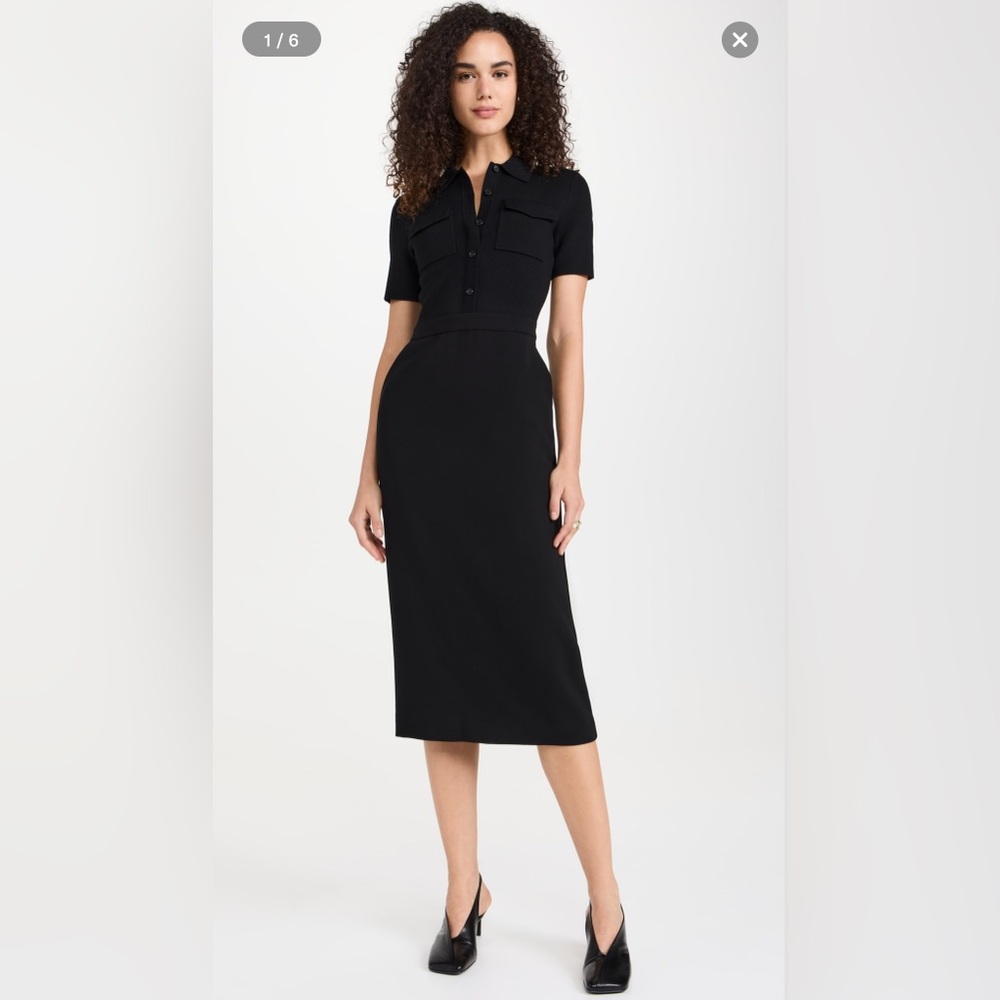 Theory Black Military Midi Dress